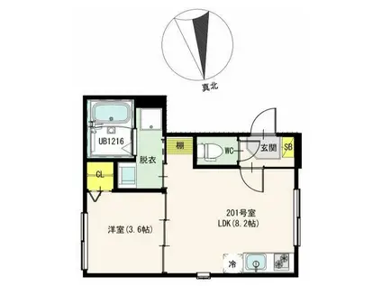 TERRAS KASAI(1LDK/2階)の間取り写真