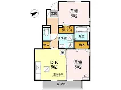 ウインドフィル(2DK/1階)の間取り写真