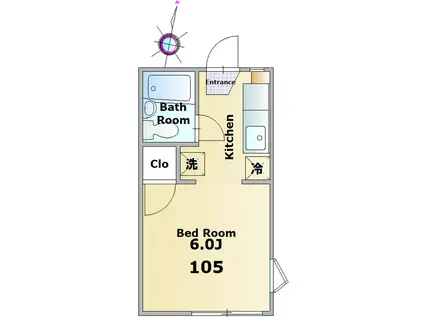 フレグランス椿森(1K/1階)の間取り写真