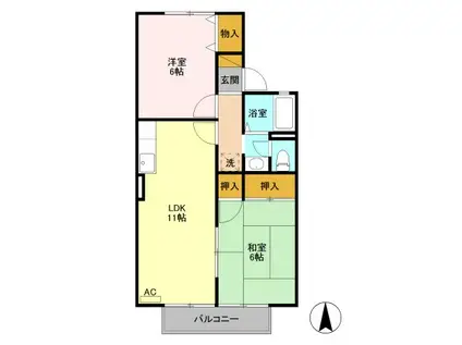 ウェンディハウスA(2LDK/2階)の間取り写真