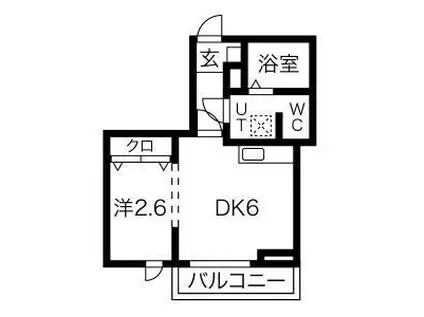 メリディアン北仙台(1DK/3階)の間取り写真