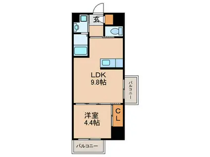 AVENUE KUROSAKI RESIDENCE(1LDK/3階)の間取り写真