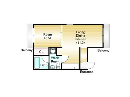 カテナ豊里(1LDK/1階)の間取り写真