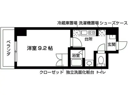 ル・シャンテN(1K/9階)の間取り写真