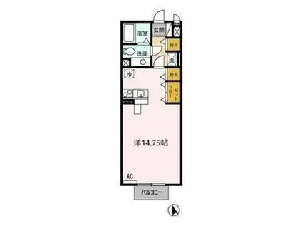 サントゥール C(ワンルーム/2階)の間取り写真