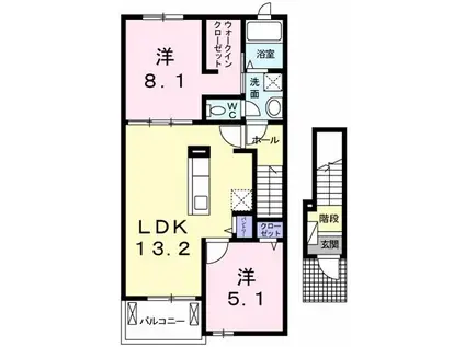 エアリーハウス(2LDK/2階)の間取り写真