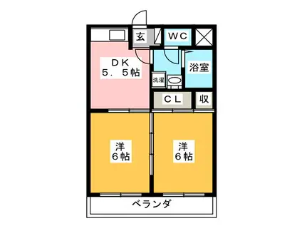 松本ビル(2K/3階)の間取り写真
