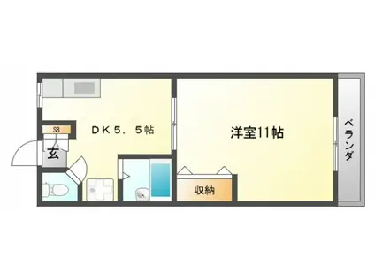 ヴィラ大一(1DK/2階)の間取り写真