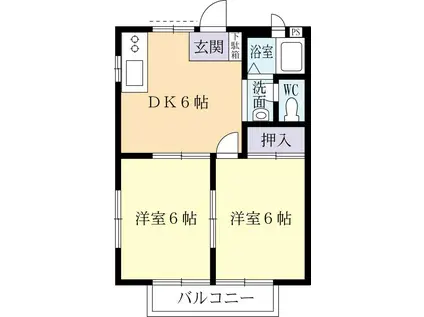 ハビタA(2DK/1階)の間取り写真