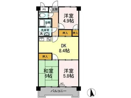TRUSTY21(2LDK/2階)の間取り写真