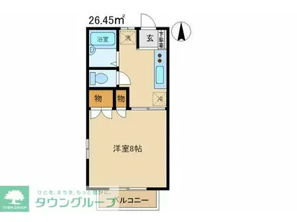 スクェア江木(1K/1階)の間取り写真