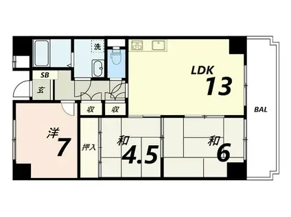 アルコ・ラ・カーサ佃町II(3LDK/2階)の間取り写真