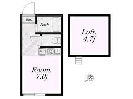 ユナイト富士見アントワーヌ(ワンルーム/2階)の間取り写真