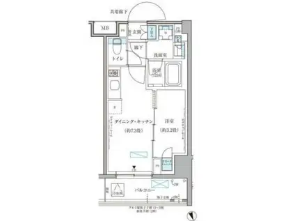 パークアクシス文京本郷(1DK/4階)の間取り写真