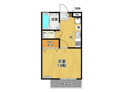 サンセール(1K/1階)の間取り写真