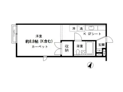 パークヴィラⅠ(ワンルーム/2階)の間取り写真