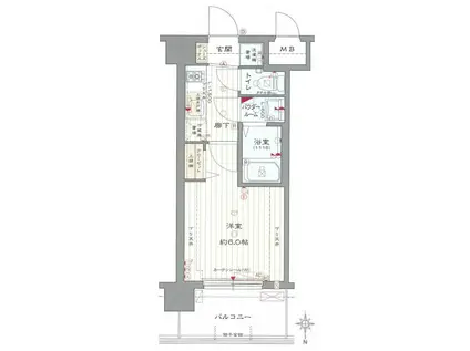 ドルチェヴィータ北浜(1K/6階)の間取り写真