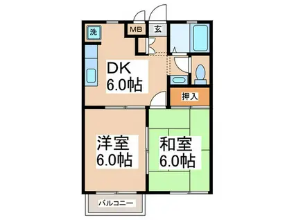 コミュニティープラザM(2DK/2階)の間取り写真