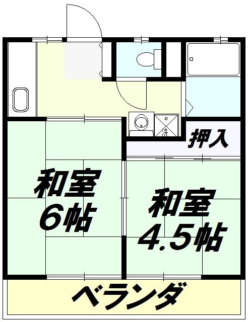 ハイツ寿賀(2K/2階)の間取り写真