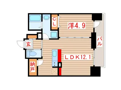 108二十人町(1LDK/10階)の間取り写真