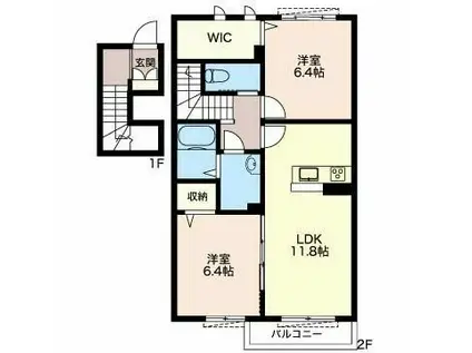 ブランシュ II(2LDK/2階)の間取り写真