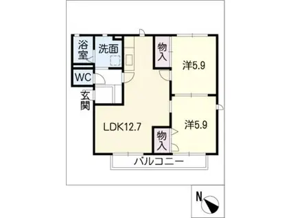 フィールドタウン C(2LDK/2階)の間取り写真