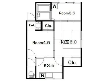 市丸アパート(3K/2階)の間取り写真