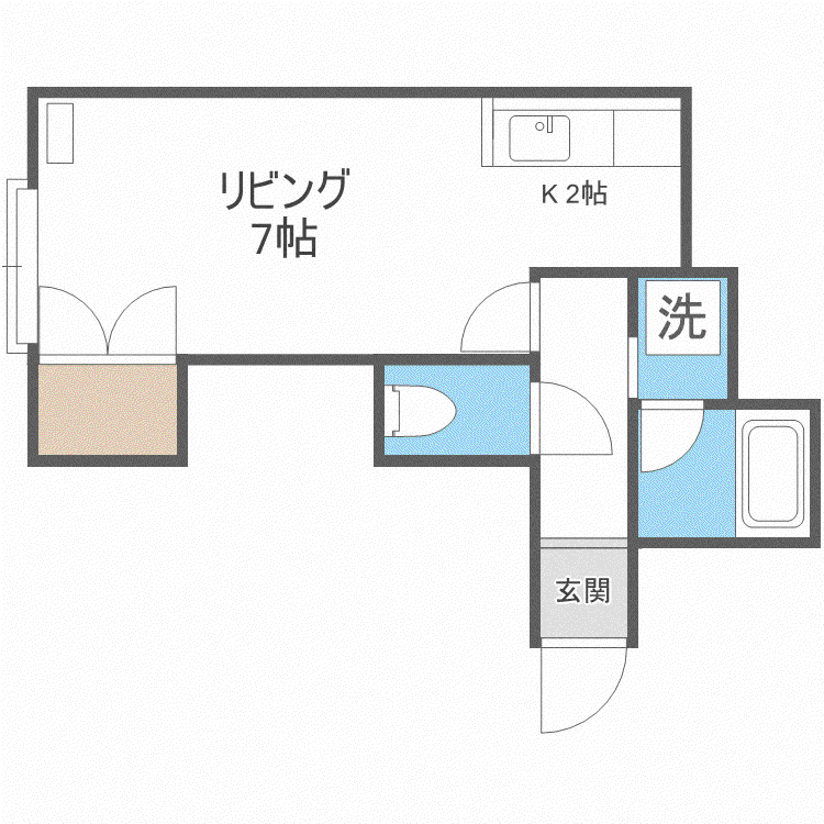 グランヒル北12条(1K/2階)の間取り写真