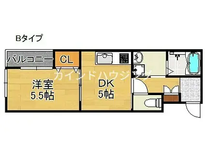ロイヤル住吉大社(1DK/1階)の間取り写真