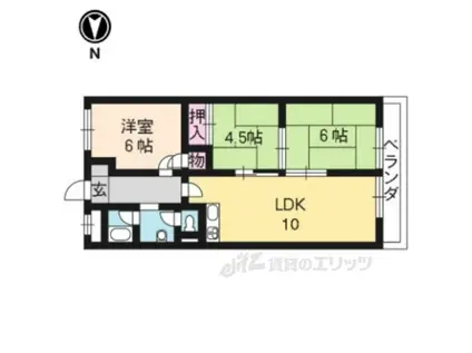 メロディーハイム長岡京(3LDK/3階)の間取り写真