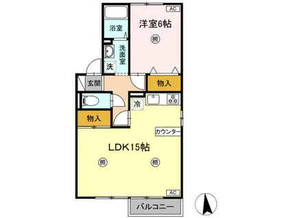 メゾン・ド・グランメール I(1LDK/2階)の間取り写真