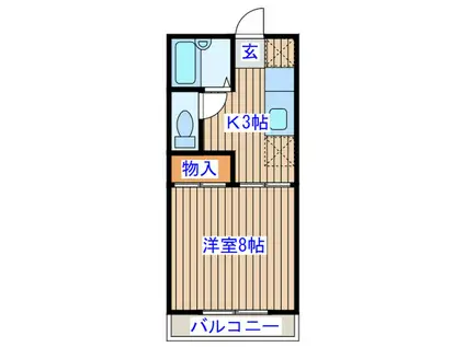 植木ハイツ5(1K/2階)の間取り写真