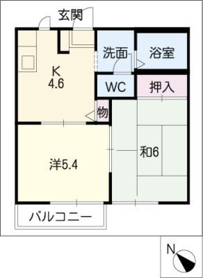 サンフリー新道II(2K/2階)の間取り写真