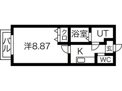シンセーロ光(1K/1階)の間取り写真