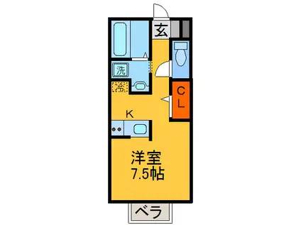 メゾンドゥナガセII(ワンルーム/2階)の間取り写真