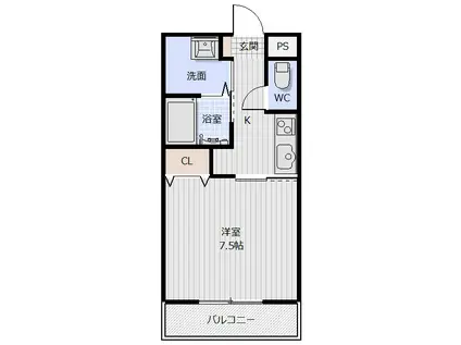 ピース・カーザ(1K/1階)の間取り写真