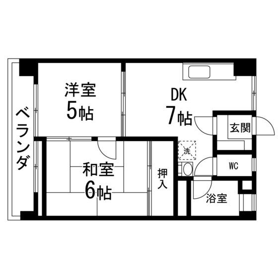 サンハイツ柏木(2DK/7階)の間取り写真