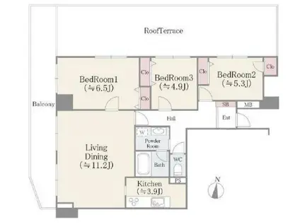 アビタシオン大島(3LDK/13階)の間取り写真