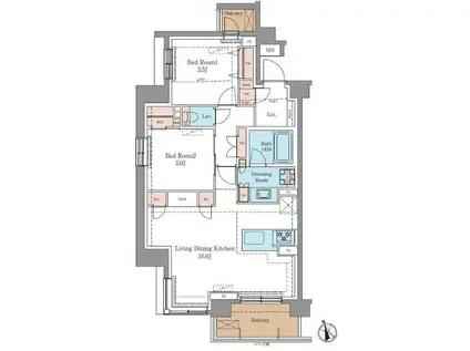 LUXENAPAWS藤沢(2LDK/7階)の間取り写真