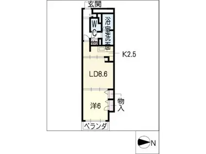 グランコンフォート亀島(1LDK/2階)の間取り写真