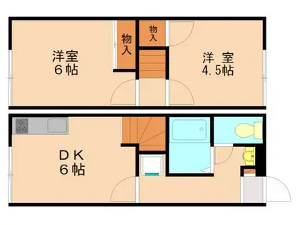 レオパレスオークタウンII(2DK/1階)の間取り写真