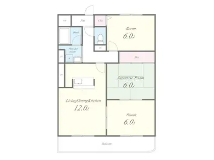 グランドールY(3LDK/6階)の間取り写真