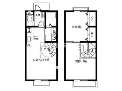 グラシア小町(2LDK/1階)の間取り写真