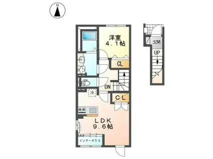 スターテラスII西大寺(1LDK/2階)の間取り写真