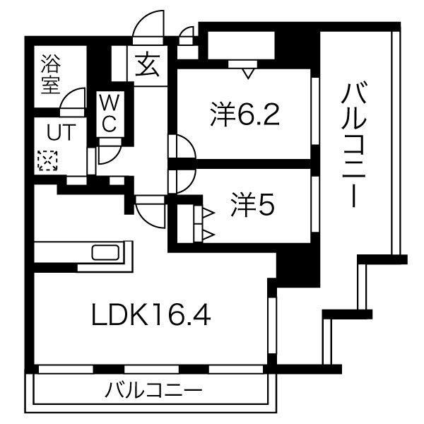 プレサンスロジェ浄心(2LDK/2階)の間取り写真