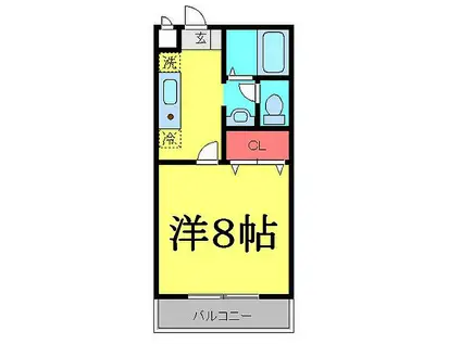 メゾンソレアード(1K/1階)の間取り写真