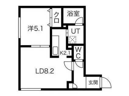 SENSAI HASSAMU(1LDK/2階)の間取り写真
