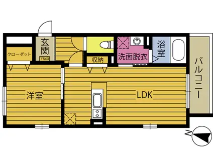 CRESCENT(1LDK/1階)の間取り写真