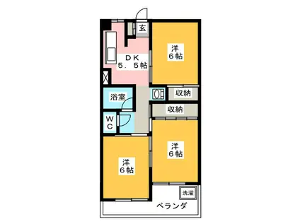 エスポワール岩倉(3DK/1階)の間取り写真