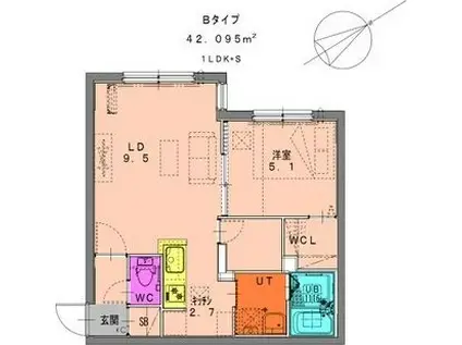 パルティーレ南郷通6丁目(1SLDK/3階)の間取り写真